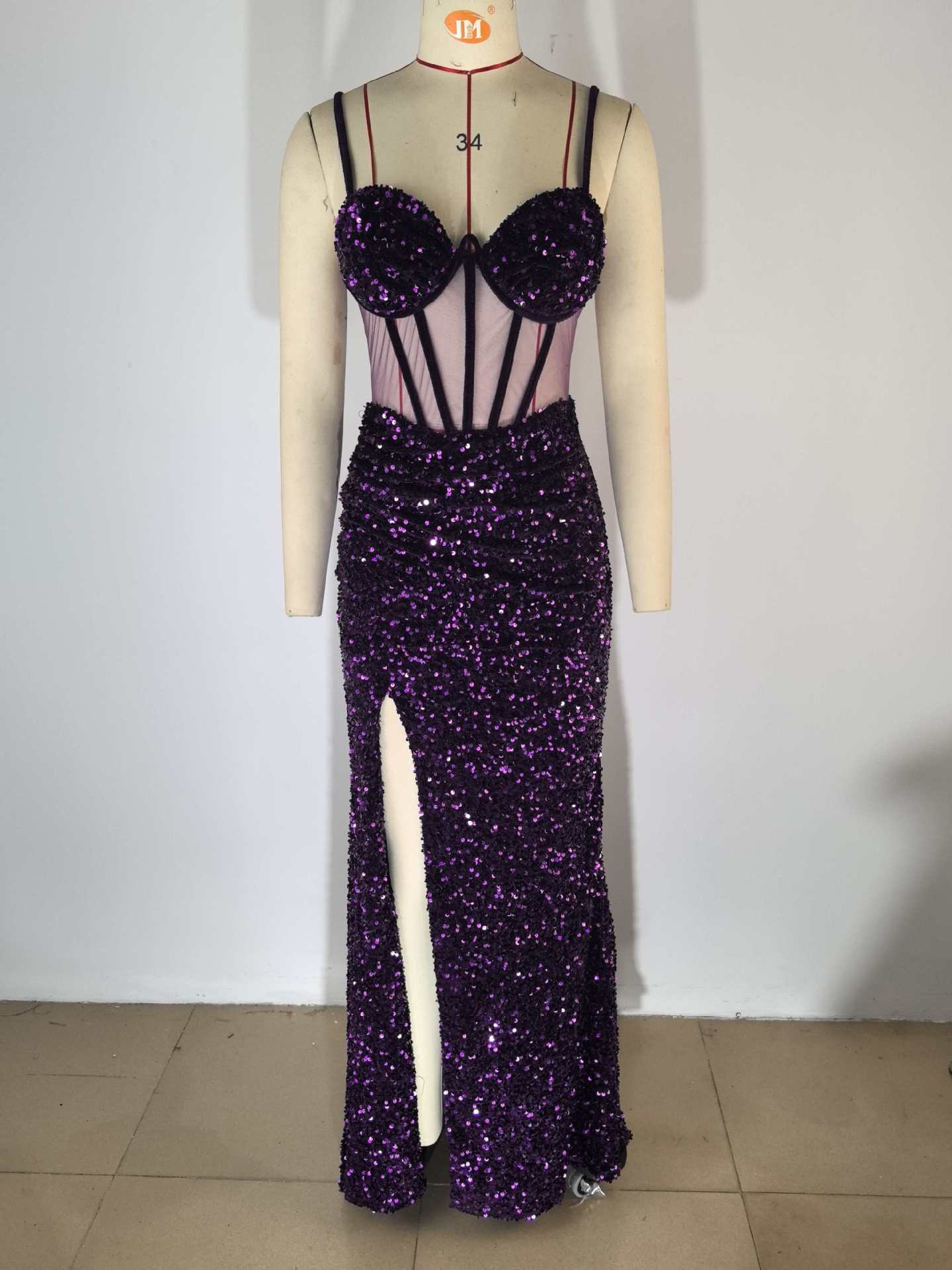Elegant Sequin Off-Shoulder Evening Gown