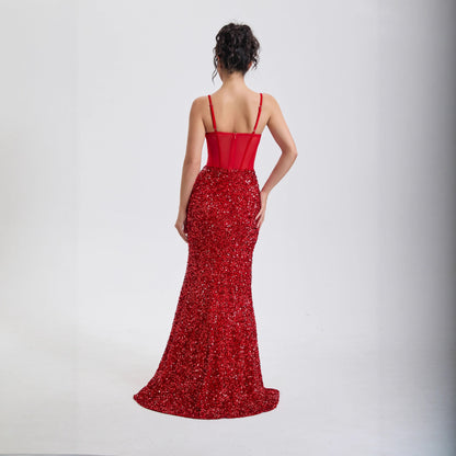 Elegant Sequin Off-Shoulder Evening Gown