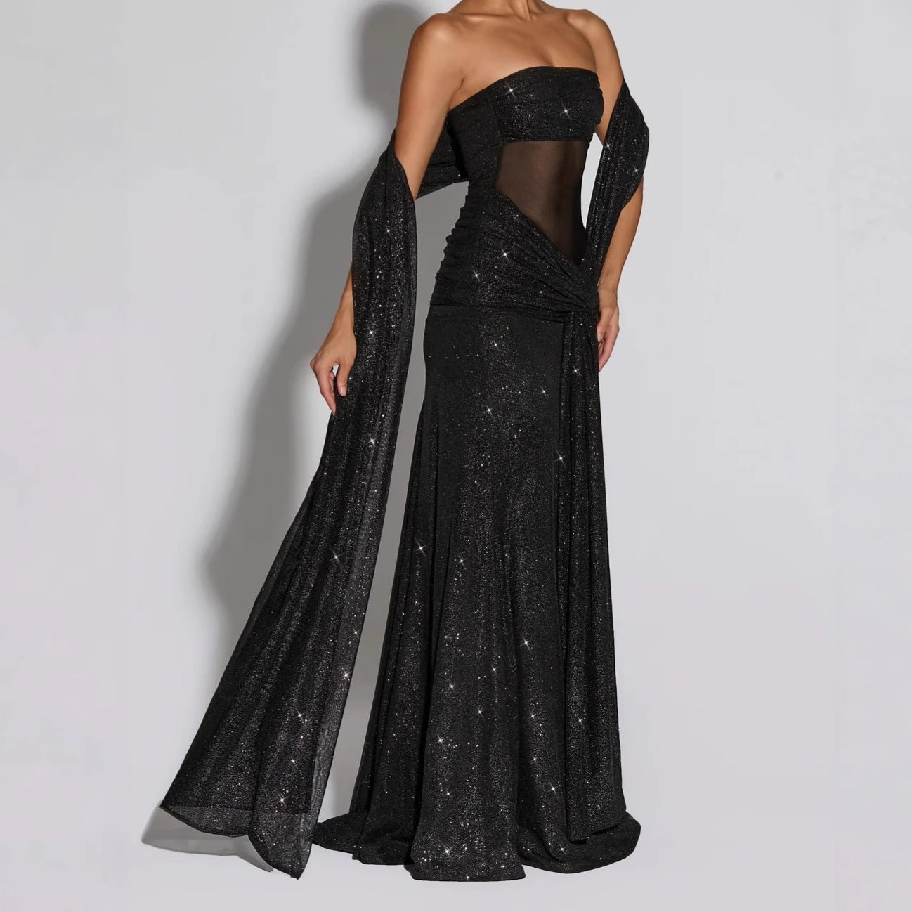 Elegant Sequin Tube Top Long Dress
