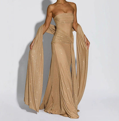 Elegant Sequin Tube Top Long Dress
