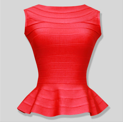 Elegant Sleeveless Fishtail Ruffled Bandage Top for Women