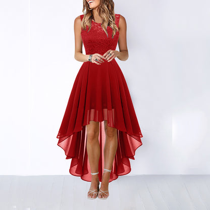 Elegant Sleeveless Lace Chiffon Dinner Dress