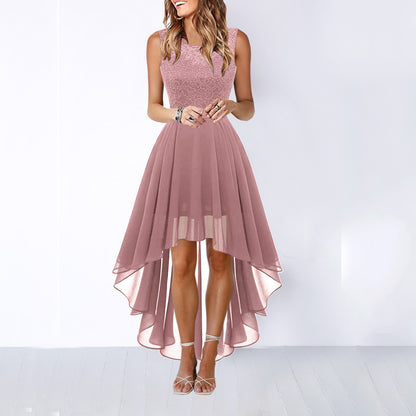 Elegant Sleeveless Lace Chiffon Dinner Dress