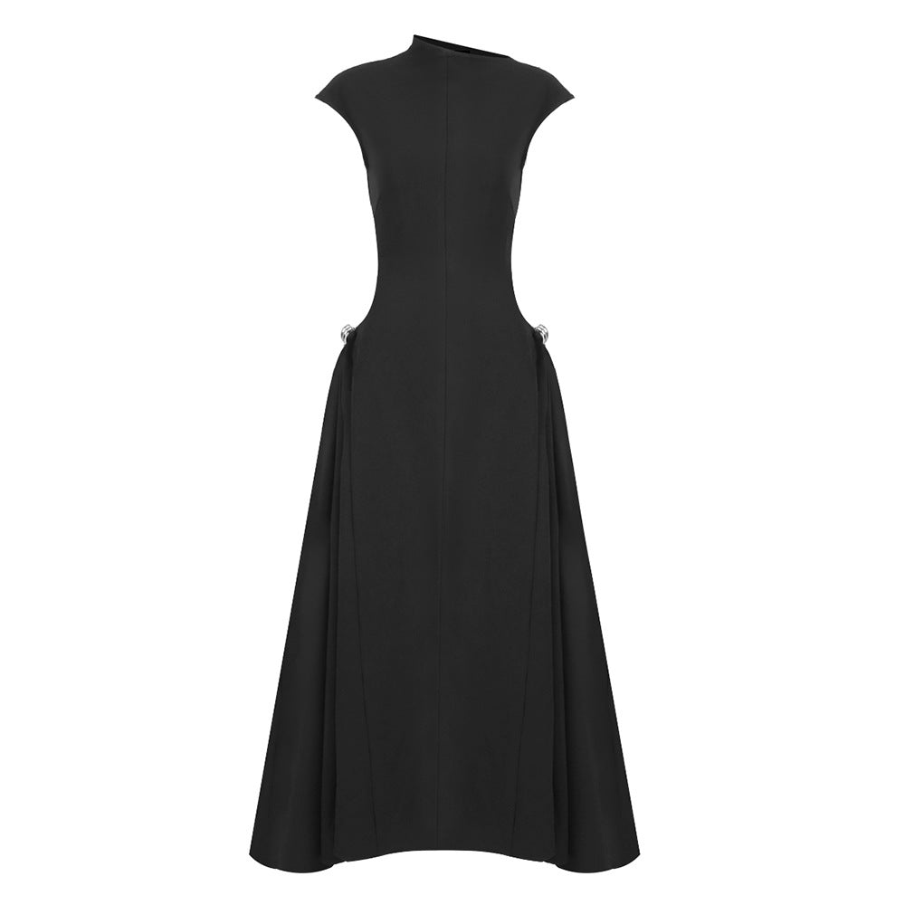 Elegant Sleeveless Long Dress with Elastic Waist