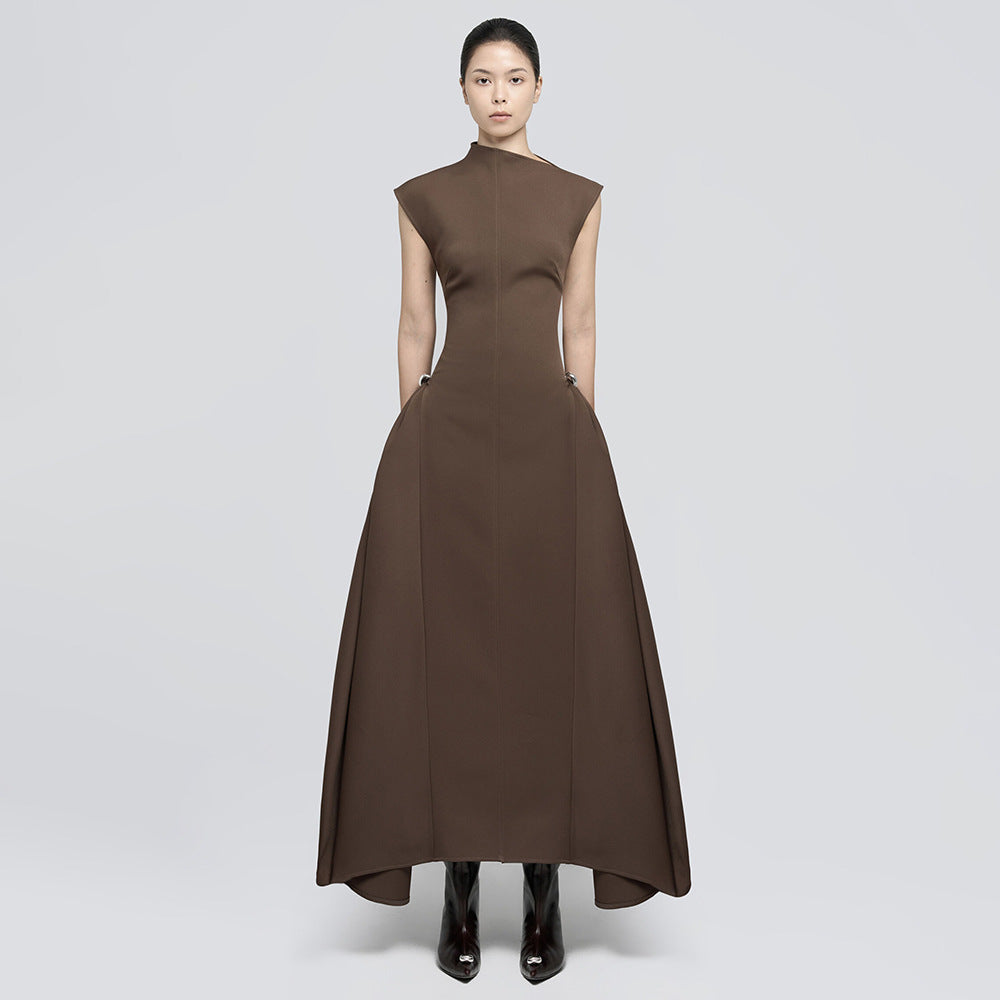 Elegant Sleeveless Long Dress with Elastic Waist