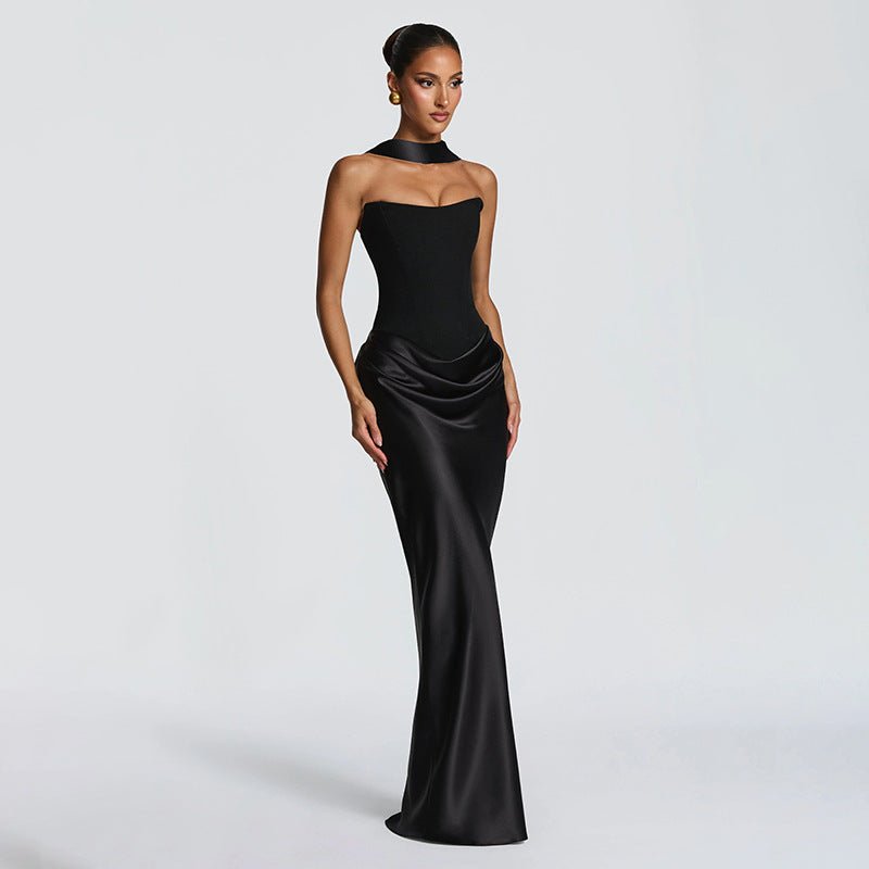 Elegant Sleeveless Ribbon Splicing Dress