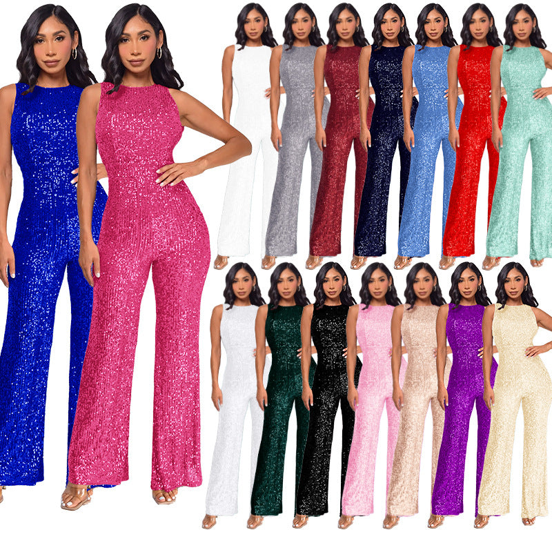 Elegant Sleeveless Sequined Jumpsuit for Women