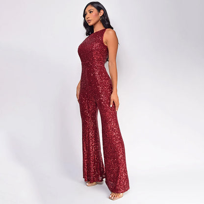 Elegant Sleeveless Sequined Jumpsuit for Women