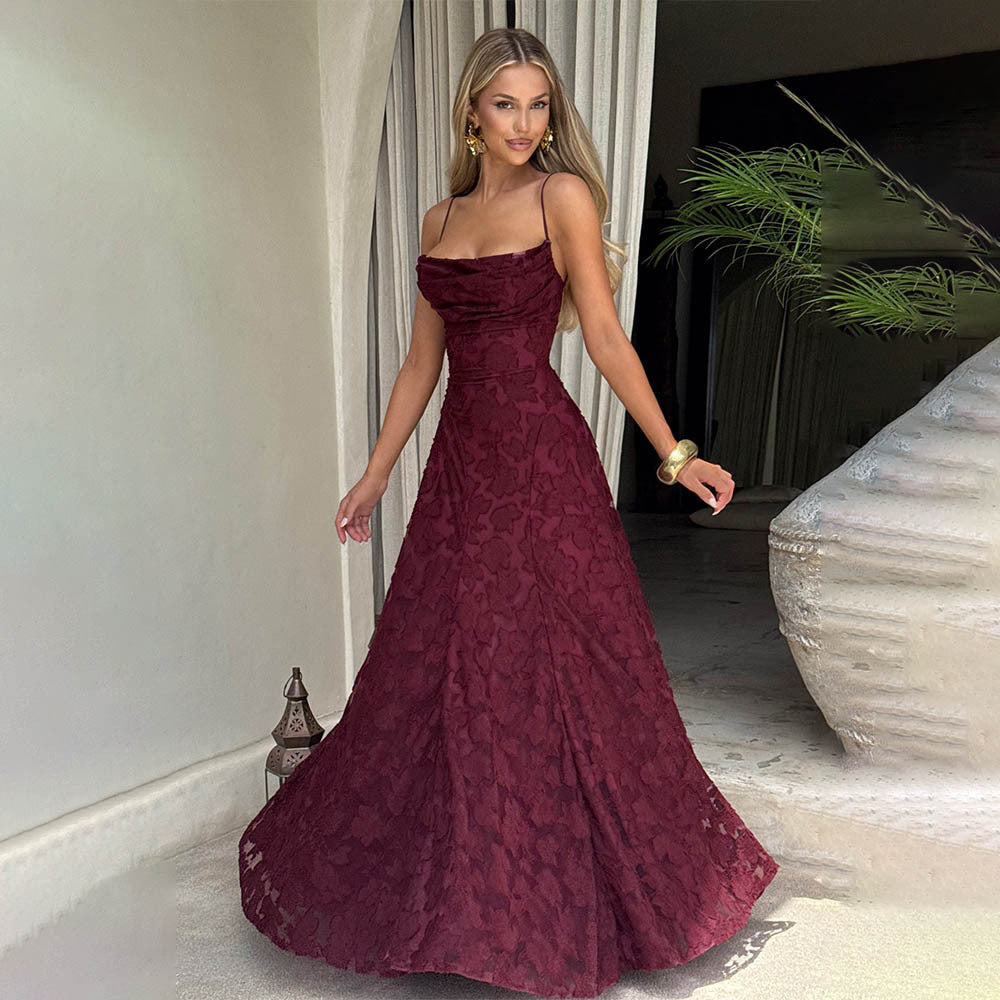 Elegant Sleeveless Suspender Dress with Cross Back Straps