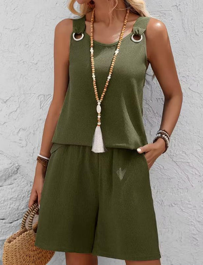 Elegant Sleeveless Top and Shorts Set