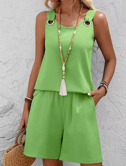 Elegant Sleeveless Top and Shorts Set