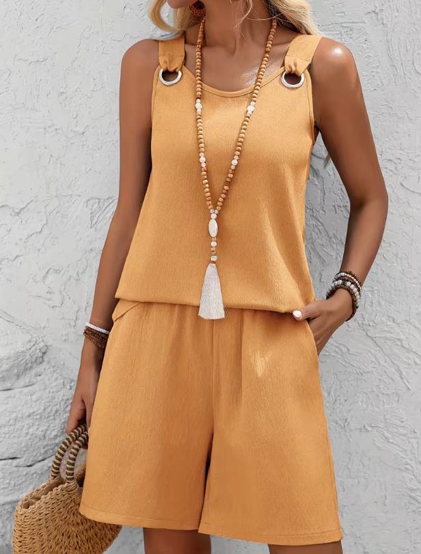 Elegant Sleeveless Top and Shorts Set