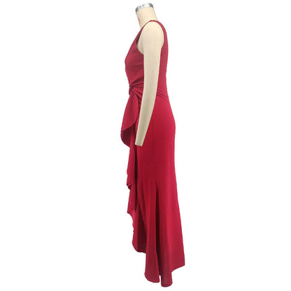 Elegant Sleeveless V-neck Evening Dress