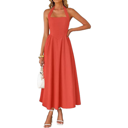 Elegant Sleeveless V-Neck Long Dress