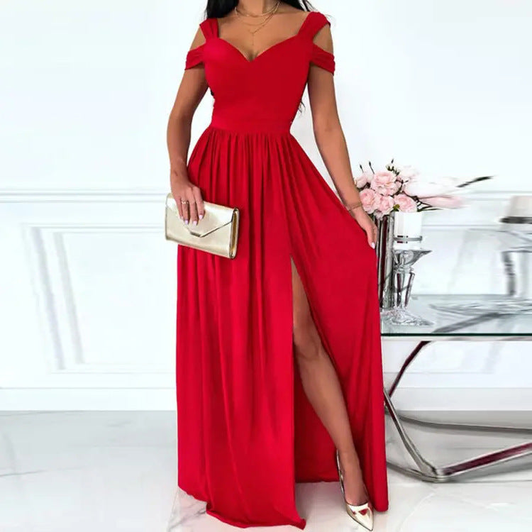 Elegant Sleeveless V-Neck Printed Long Dress