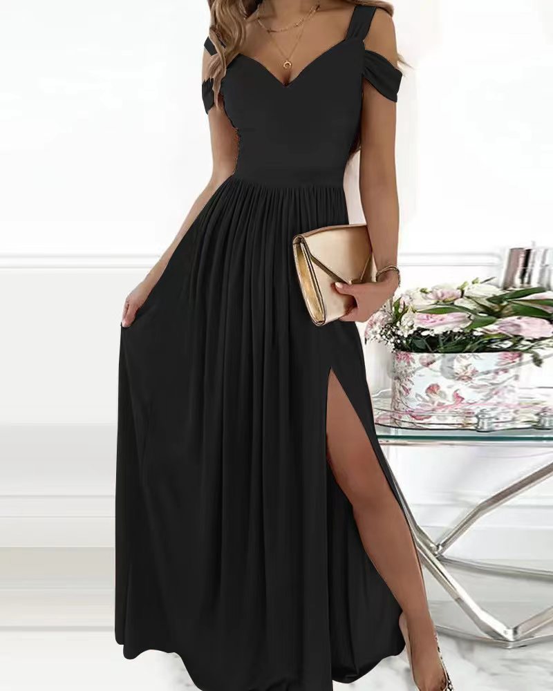 Elegant Sleeveless V-Neck Printed Long Dress