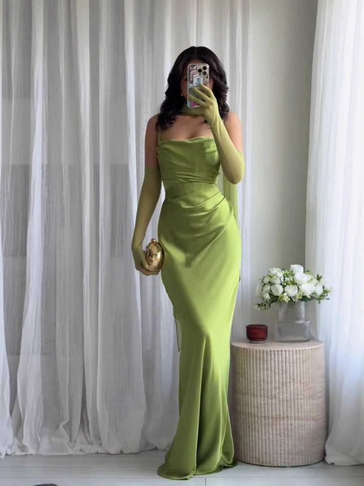 Elegant Slim Fit Dress with Scarf