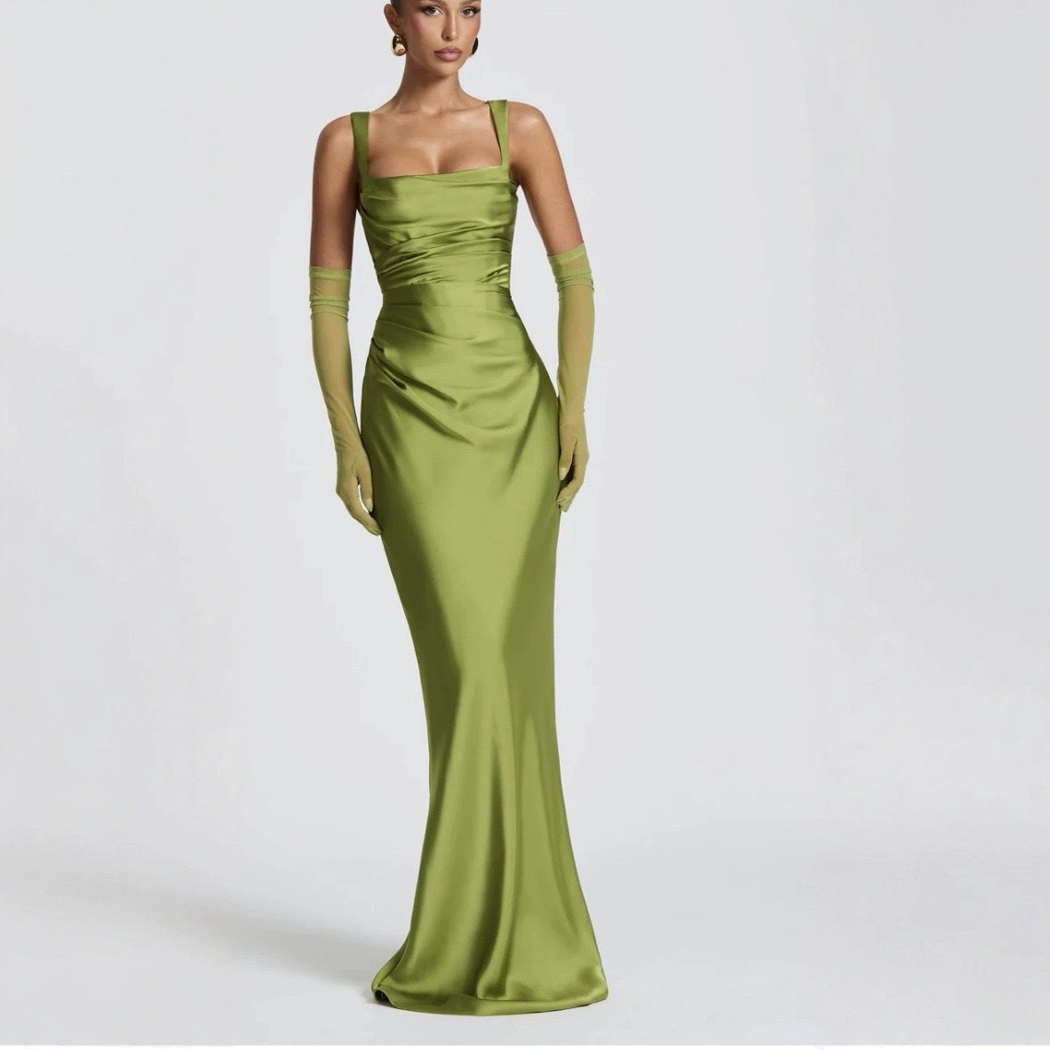 Elegant Slim Fit Dress with Scarf