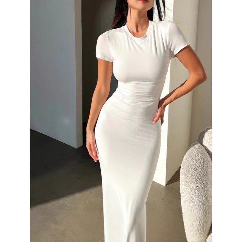 Elegant Slim Fit Milk Silk Dress