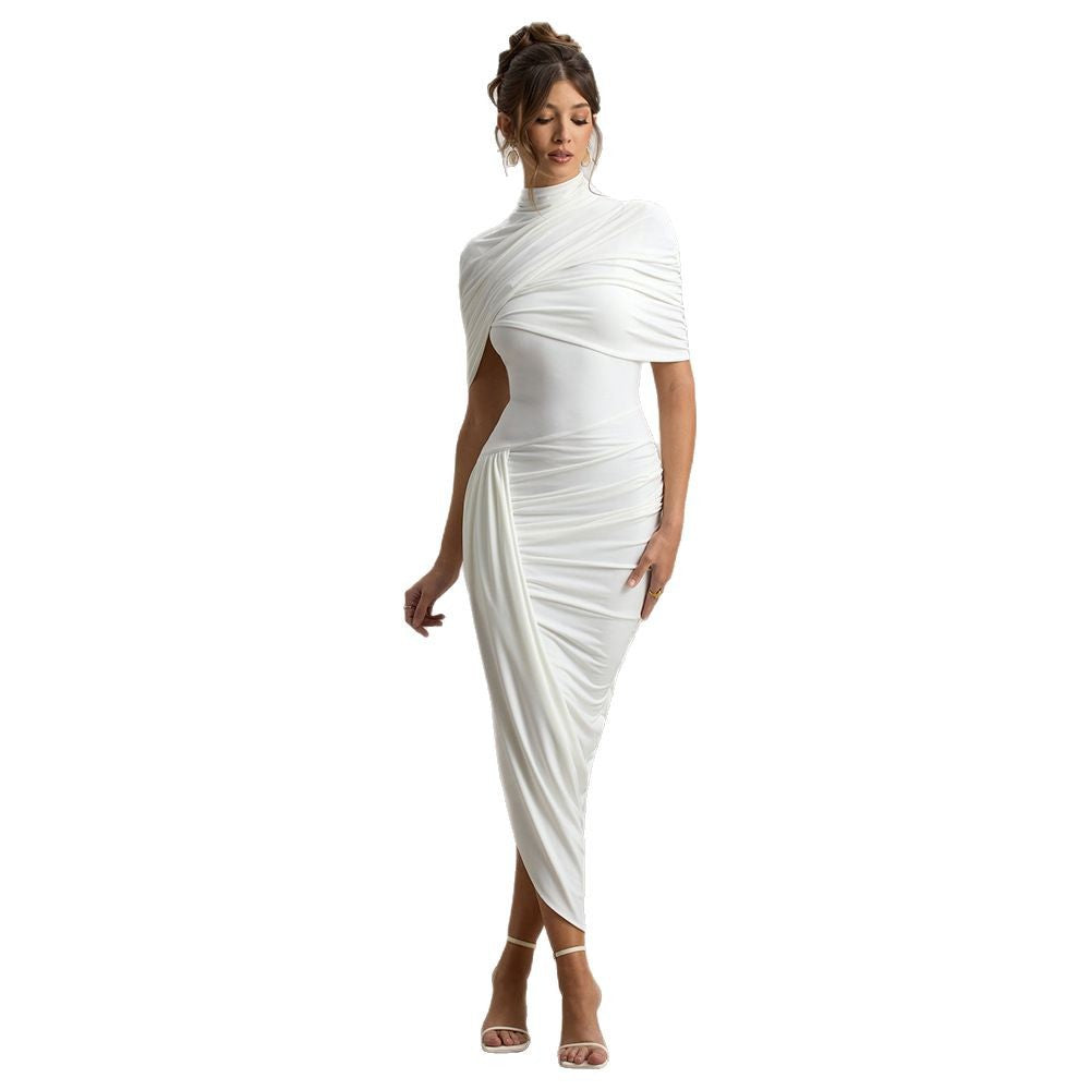 Elegant Slim-Fit Ruched Backless Women's Dress