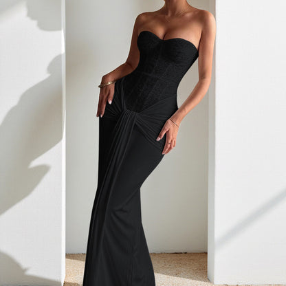 Elegant Slimming Tube Top Long Dress