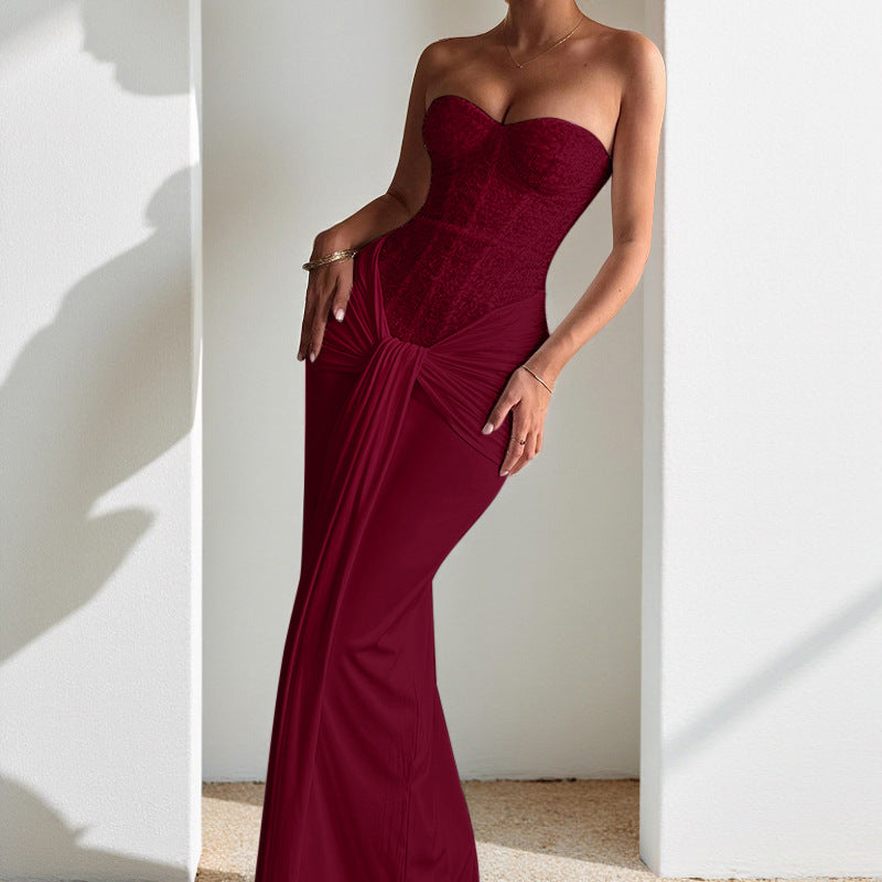 Elegant Slimming Tube Top Long Dress