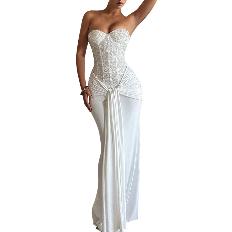 Elegant Slimming Tube Top Long Dress
