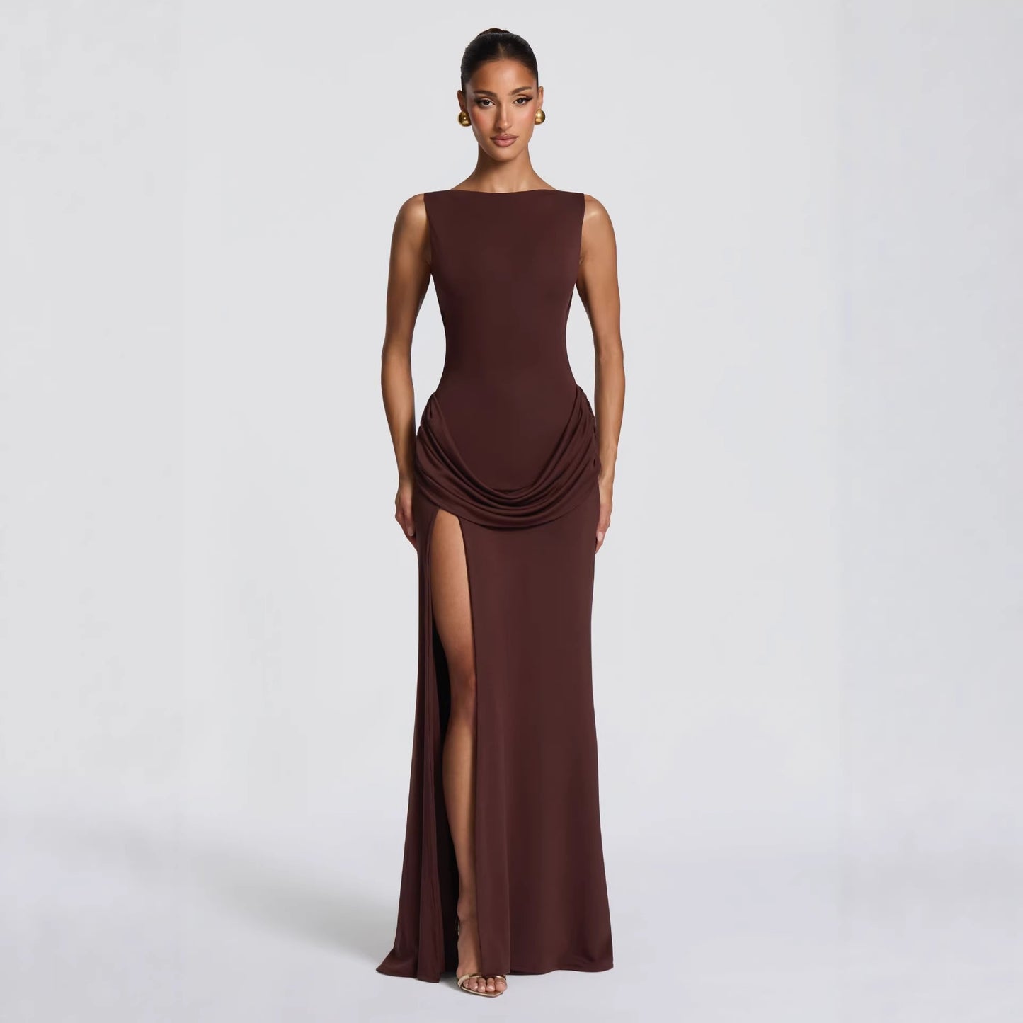 Elegant Solid Color Bodycon Midi Dress