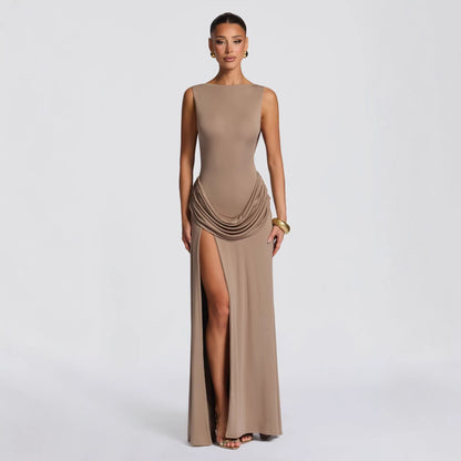 Elegant Solid Color Bodycon Midi Dress
