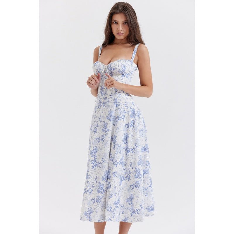 Elegant Solid Color Sling Dress for Women
