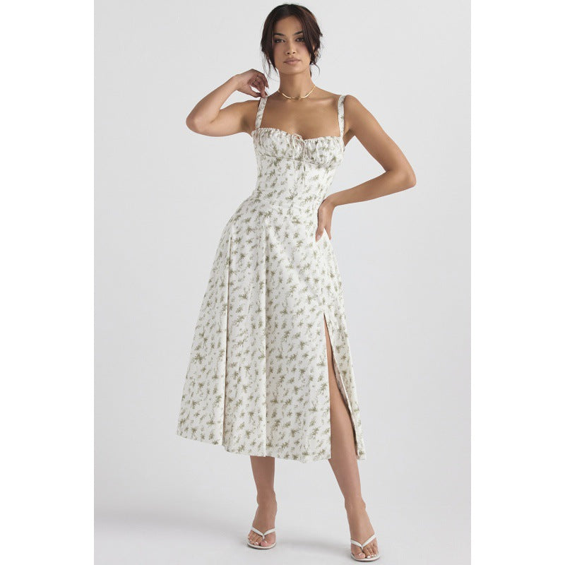 Elegant Solid Color Sling Dress for Women