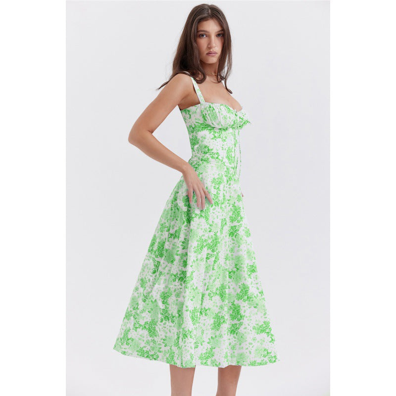 Elegant Solid Color Sling Dress for Women