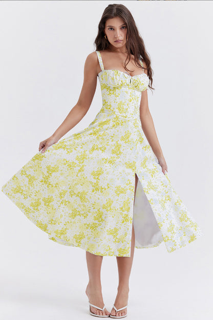 Elegant Solid Color Sling Dress for Women