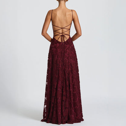 Elegant Spaghetti Strap A-Line Long Dress