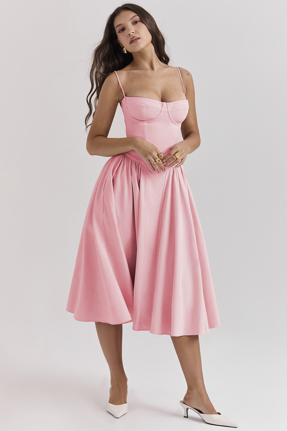 Elegant Spaghetti Strap Flared Dress