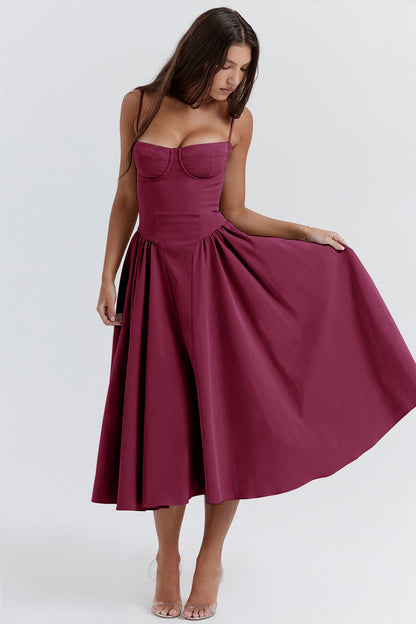 Elegant Spaghetti Strap Flared Dress