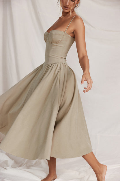 Elegant Spaghetti Strap Flared Dress