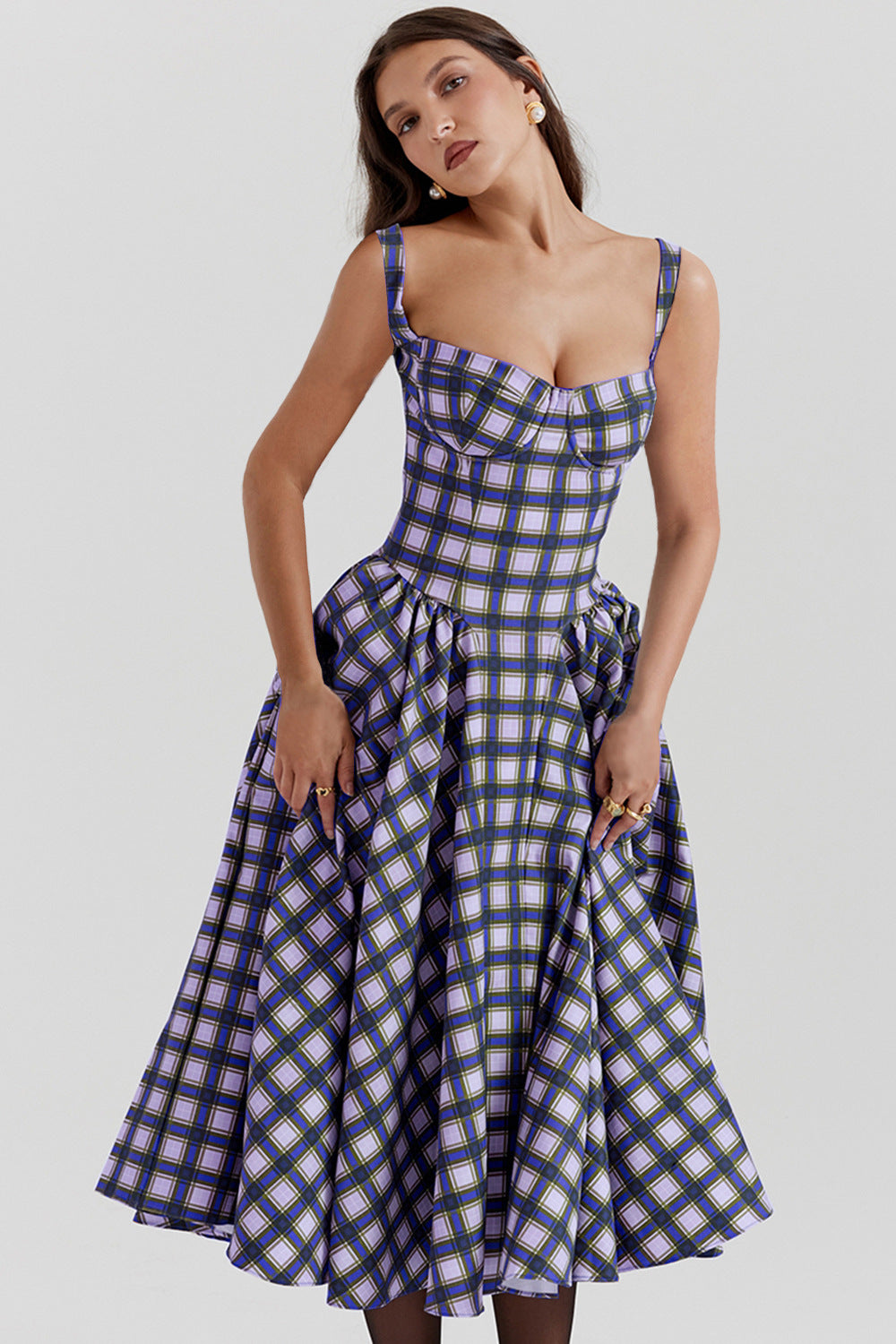 Elegant Spaghetti Strap Flared Dress