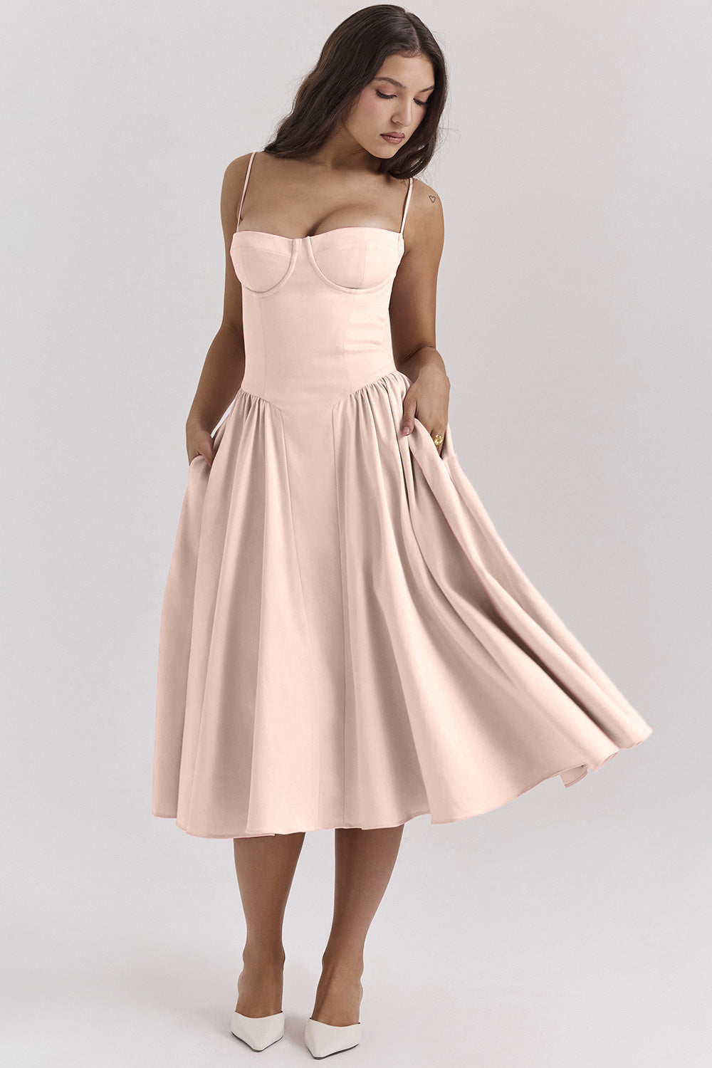 Elegant Spaghetti Strap Flared Dress