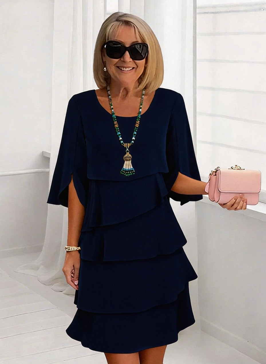 Elegant Spliced Cake Skirt Dress