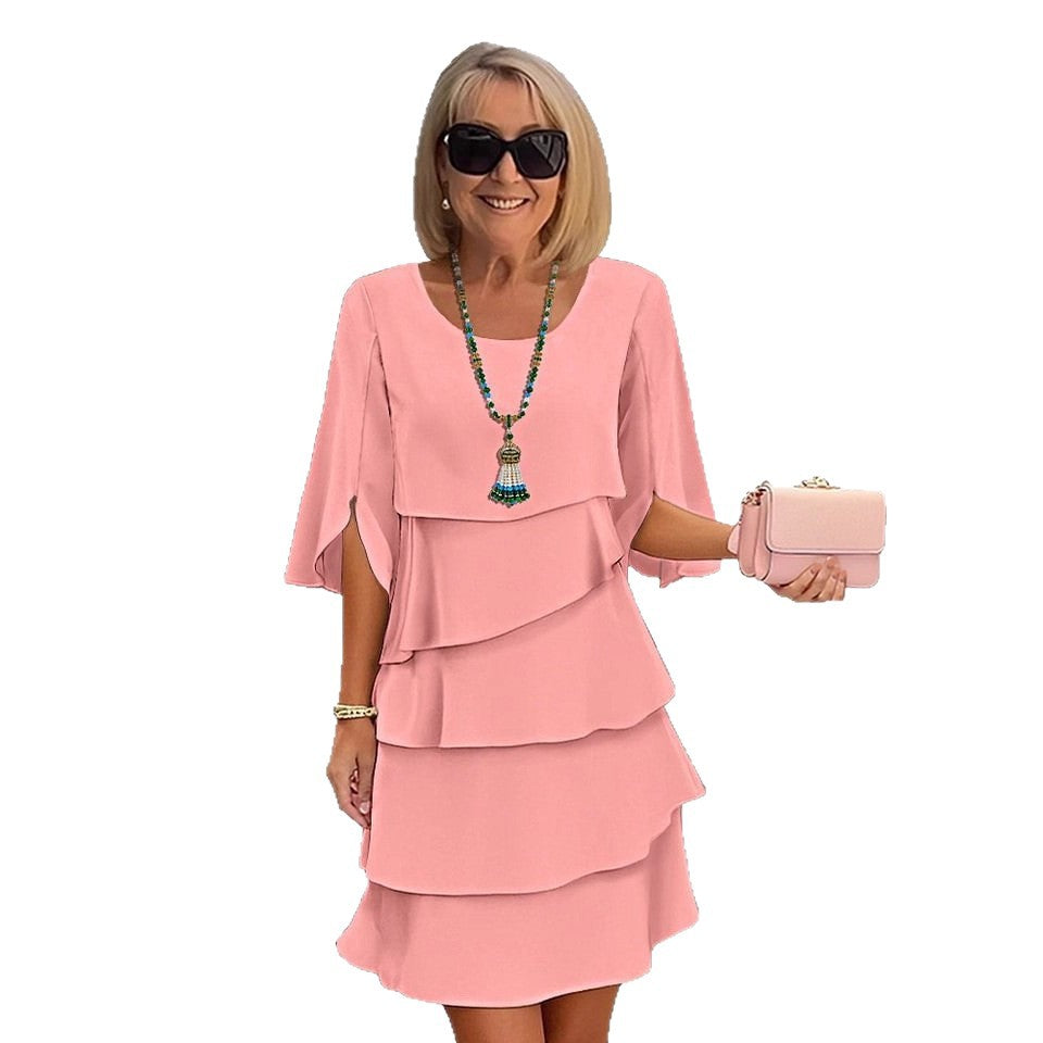 Elegant Spliced Cake Skirt Dress