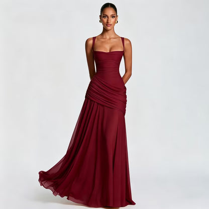 Elegant Square Neck Bodycon Strap Dress