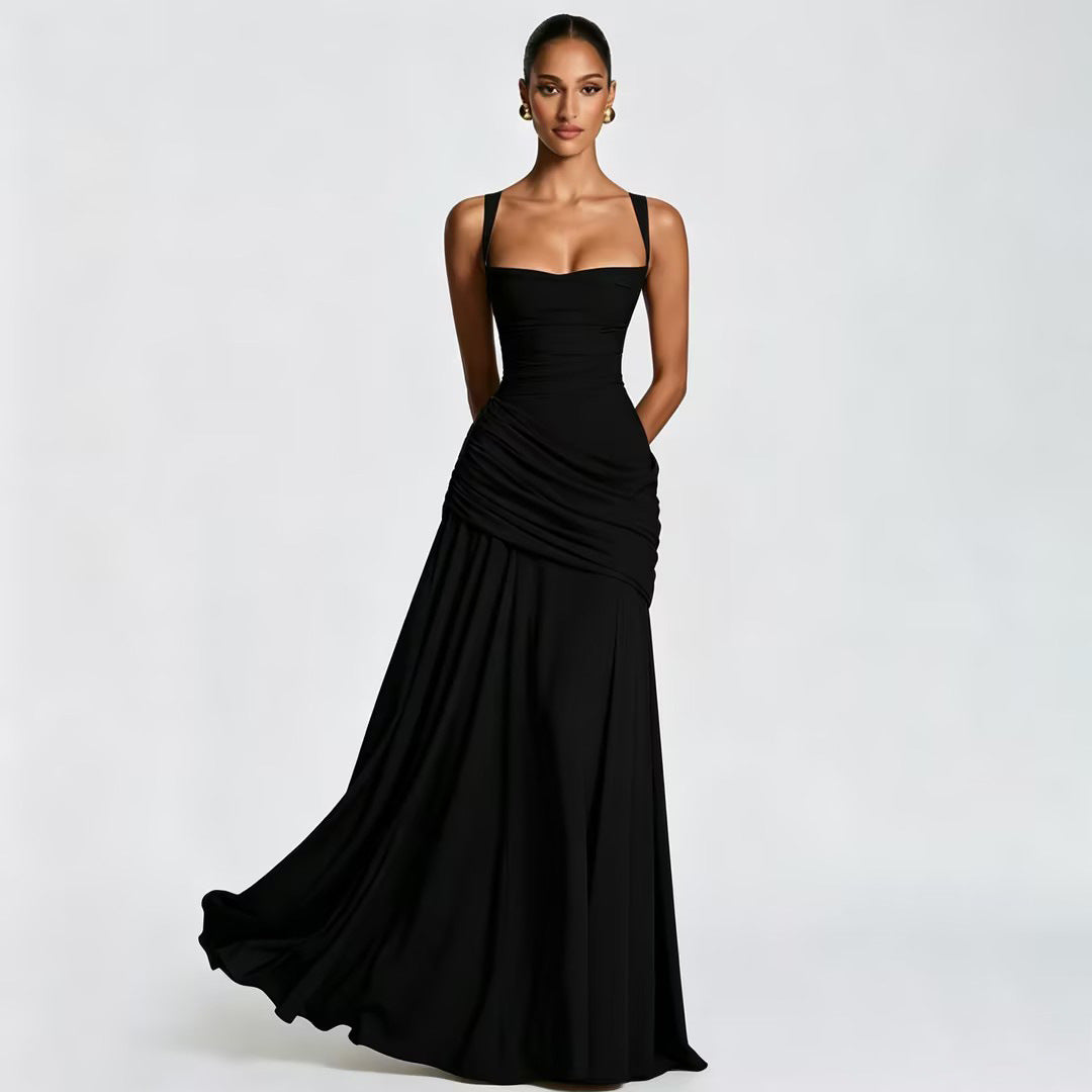 Elegant Square Neck Bodycon Strap Dress