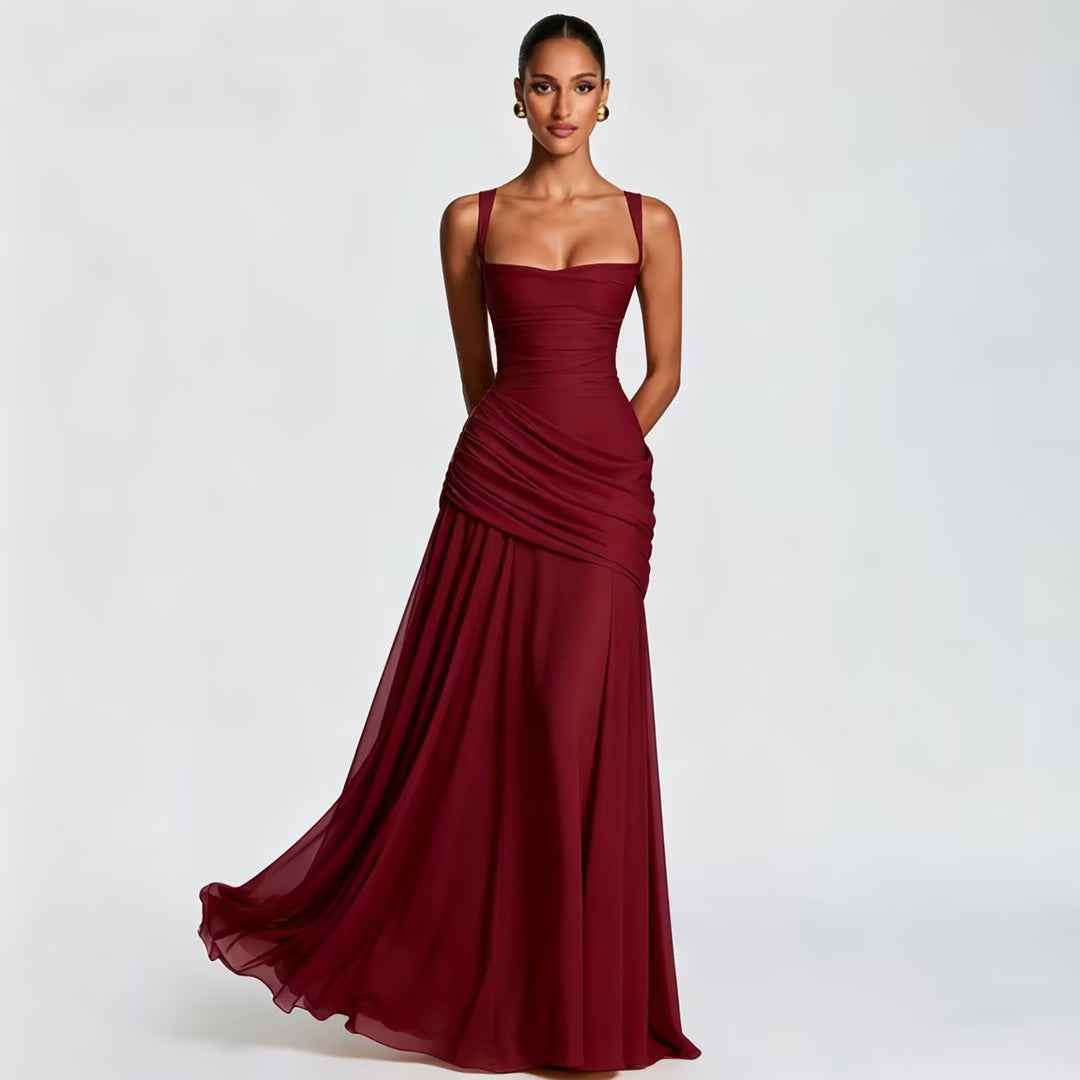 Elegant Square Neck Bodycon Strap Dress