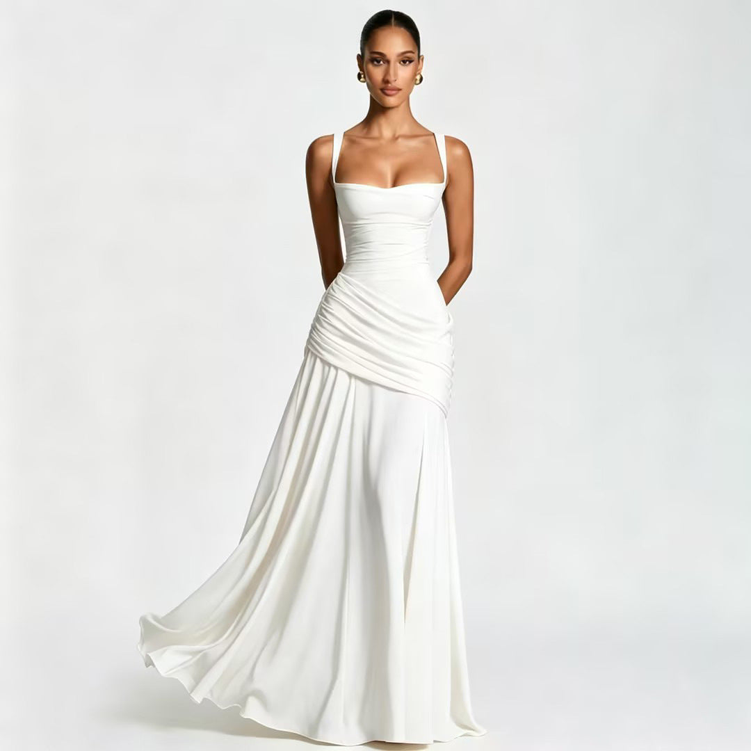 Elegant Square Neck Bodycon Strap Dress