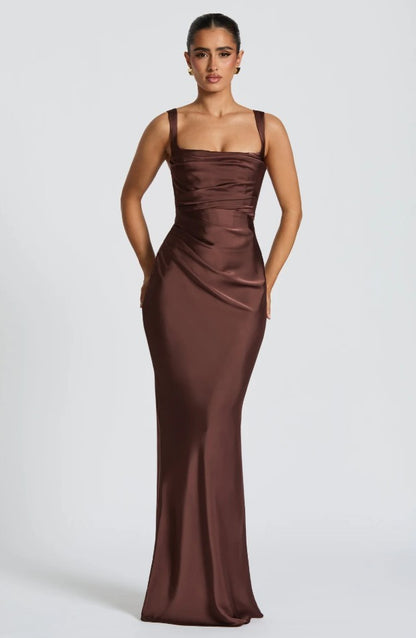 Elegant Square Neck Fishtail Evening Dress