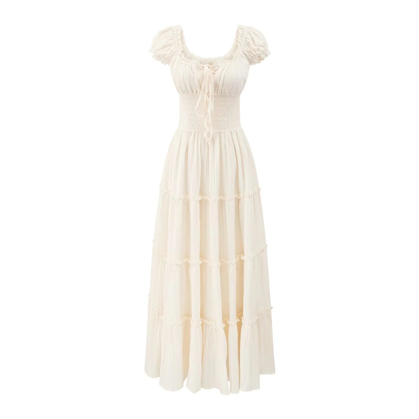 Elegant Square Neck Puff Sleeve Dress
