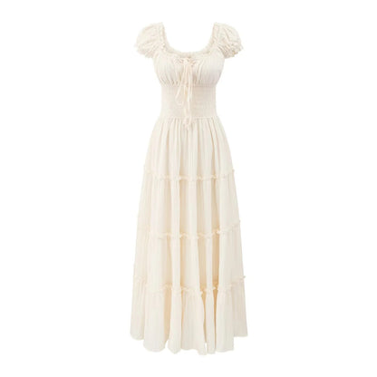 Elegant Square Neck Puff Sleeve Dress