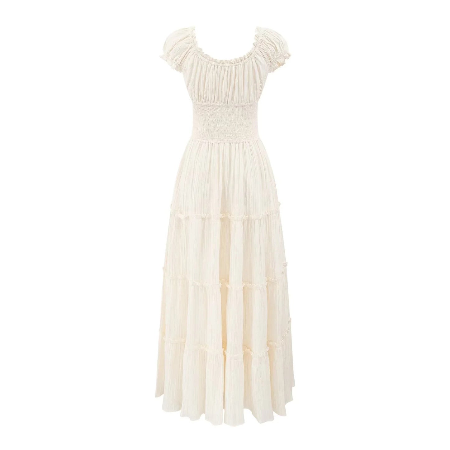 Elegant Square Neck Puff Sleeve Dress