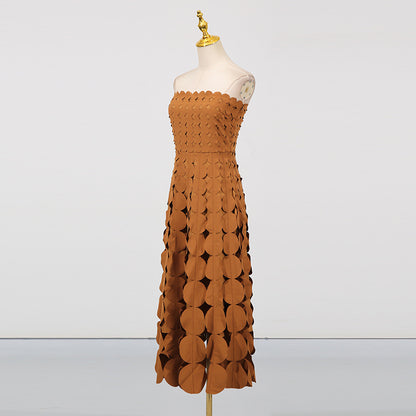 Elegant Strapless High-Waist Fringe Dress